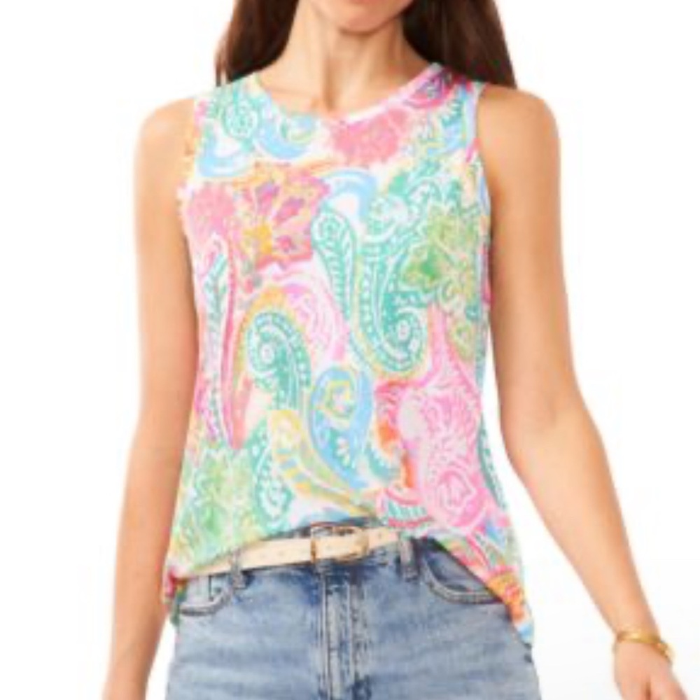 Vince Camuto NWT MEDIUM Sleeveless Lightweight Flowy Boho Colorful Paisley Top